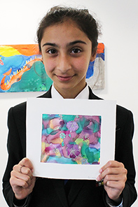  Student with her artwork