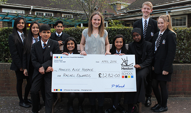  Students with Rachel and her cheque for £1282