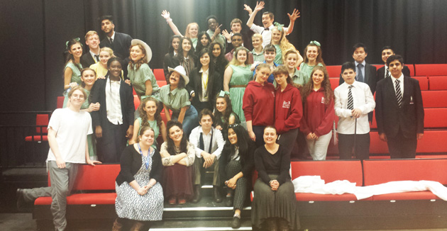  Heston students with the Curtains cast at The Brit School