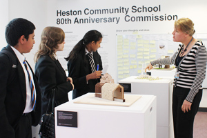  Students viewing sculpture