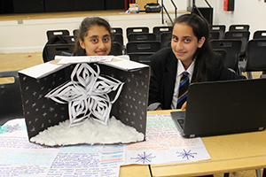  Year 7 winners with their snowflake display