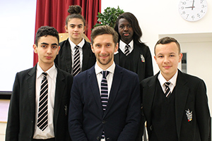  James with students