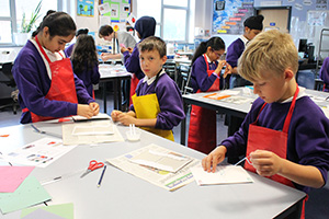 Students creating their notebooks