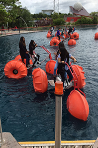  Students on water-bikes at Futuroscope