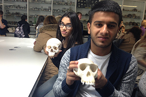  Heston students examining skulls at Roehampton University