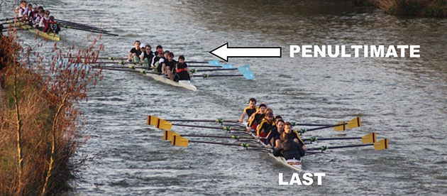  Boat Race illustrating the PENULTIMATE boat