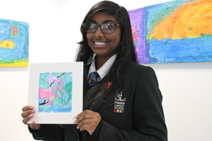  Student with her artwork