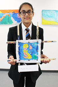  Student with her artwork