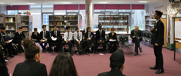  Student making his speech in thLRC