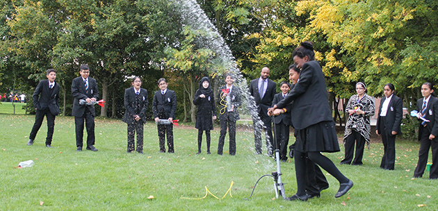  Students launch a water propelled rocket