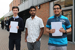 Well done Adam, Pravin & Kumail - great A level results
