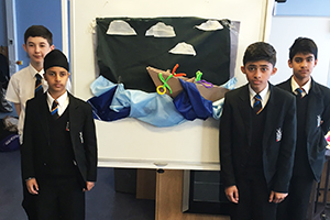  Students with their puppet show backdrop