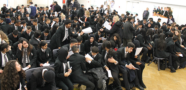  Students receiving their Mock results in Assembly