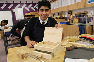 Student with his finished box