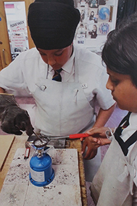 Pewter casting - students in action