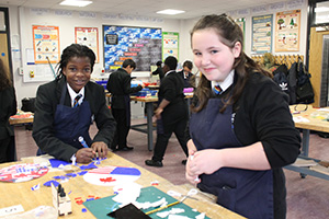Year 7 girls completing their clocks