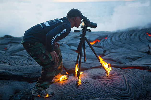  WOTW dedication - photographer on fire to get pic of volcano
