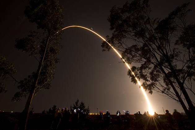  Rocket trajectory at night