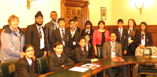  Students with Seema Malhotra MP in Committee Room 19 at the Houses of Parliament