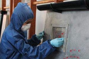  Student checking for fingerprints