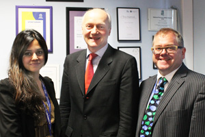  Dr Steedman (centre) with Mrs Chhibba and Mr Ward (Headteacher)