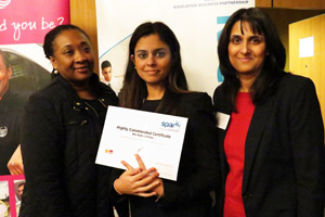  Mrs Chhibba centre with award & colleagues Ms Hall & Ms Riaz
