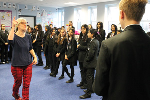  Students singing at the workshop