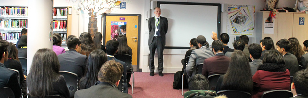  Manny Roman talks to Sixth Form