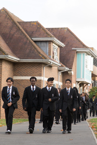  Students at front of school