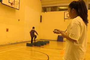  Visitors being timed in the Sports Hall