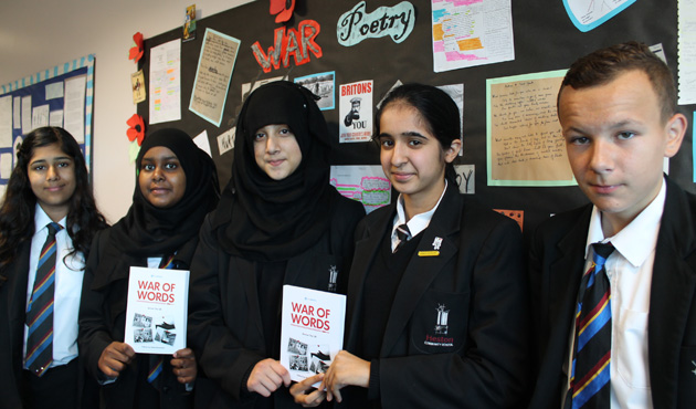  Students with the War of Words book