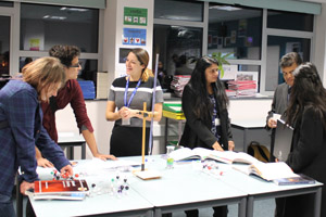  Students & parents talk to the Science Dept