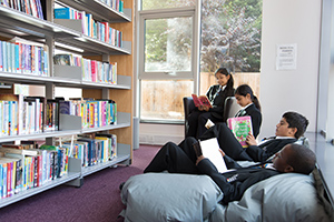 Students reading in the LRC